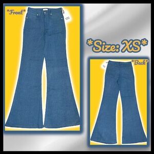 NWT: Unique Vintage - Light Indigo Denim Majors Flare Jeans (SIZE: XS)